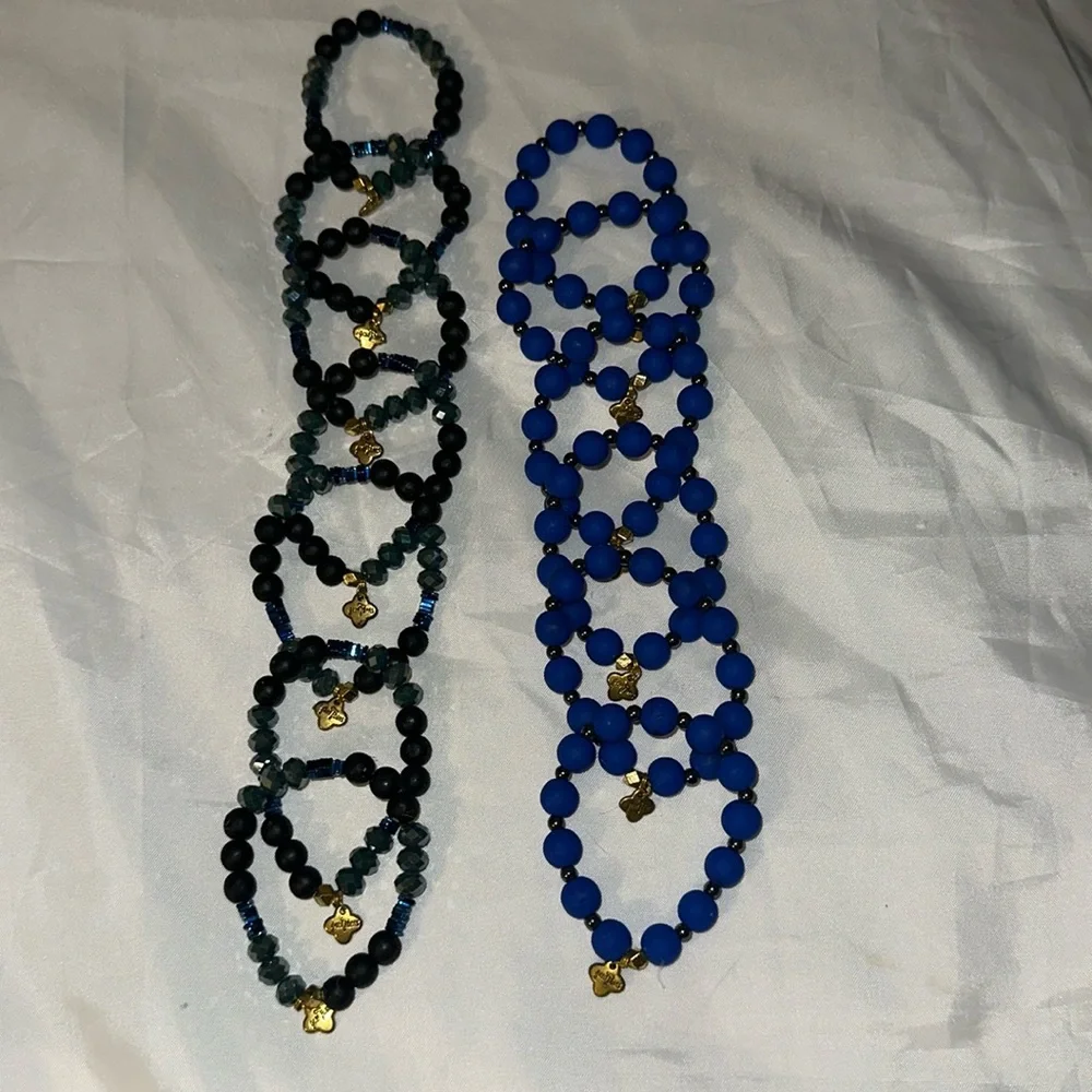 Girl’s Gem Jams by Erimish stretch bead bracelet blue black Deep Sea Kids Sticky